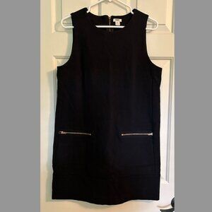 J.Crew Factory Black Shift Dress with Zippers Size Medium